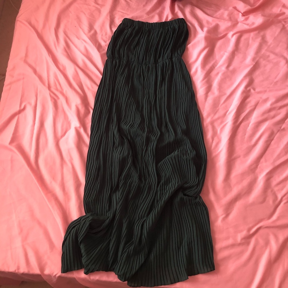 Simple Strapless Green Maxi Dress